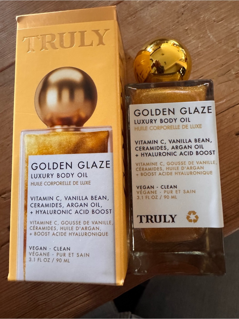 TRULY Golden Glaze Luxury Body Oil – Shimmery Gold Bottle